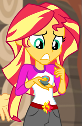 Size: 449x690 | Tagged: safe, derpibooru import, screencap, sunset shimmer, equestria girls, legend of everfree, legend of everfree - bloopers, cropped, solo