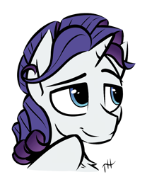 Size: 1250x1500 | Tagged: safe, artist:fakskis, derpibooru import, elusive, rarity, pony, unicorn, chest fluff, horn, male, rule 63, simple background, smiling, solo, white background