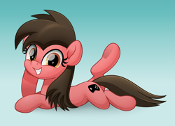 Size: 6907x5000 | Tagged: safe, artist:jhayarr23, derpibooru import, oc, oc only, oc:ace play, oc:cutie e, earth pony, pony, absurd resolution, cute, female, grin, looking at you, lying down, mare, movie accurate, ocbetes, prone, rule 63, smiling, solo