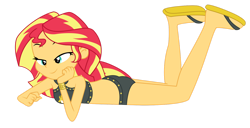 Size: 1600x821 | Tagged: safe, artist:lifes-remedy, derpibooru import, sunset shimmer, equestria girls, clothes, simple background, sleeveless, solo, swimsuit, transparent background