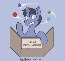 Size: 2314x2147 | Tagged: safe, artist:wild-thunder06, derpibooru import, oc, oc:mysterious science, unicorn, d20, dice, dungeon master, horn, male, roleplaying, roleplaying is magic, stallion, unicorn oc