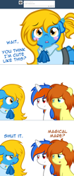 Size: 1280x3036 | Tagged: safe, artist:furrgroup, derpibooru import, oc, oc:firefox, oc:internet explorer, oc:safari, pony, ask internet explorer, browser ponies, clothes, female, internet explorer, mare