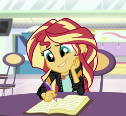 Size: 1168x1074 | Tagged: safe, derpibooru import, screencap, sunset shimmer, equestria girls, mirror magic, spoiler:eqg specials, book, cropped, solo