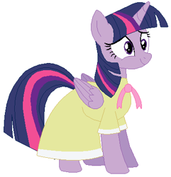 Size: 382x396 | Tagged: safe, artist:hubfanlover678, derpibooru import, twilight sparkle, twilight sparkle (alicorn), alicorn, birthday, clothes, dress, female, mare, simple background, solo, white background