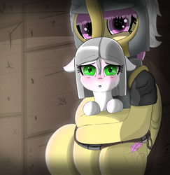 Size: 1200x1235 | Tagged: safe, artist:crimsonsky, derpibooru import, oc, oc only, pegasus, pony, armor, crying, duo, fanfic art, female, filly, guardsmare, looking at you, mare, royal guard