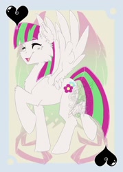 Size: 744x1038 | Tagged: safe, artist:bluekite-falls, artist:sky-railroad, derpibooru import, blossomforth, oc, pegasus, pony, adoraforth, cute, pegasus oc, prance card game, solo, wings