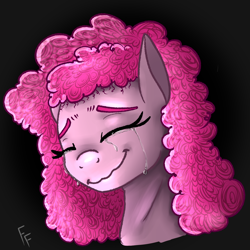 Size: 1268x1267 | Tagged: safe, artist:ponykittenboi, derpibooru import, pinkie pie, earth pony, pony, the beginning of the end, alternate hairstyle, crying, eyebrows, scene interpretation, solo