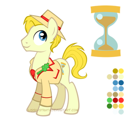 Size: 504x504 | Tagged: safe, artist:lissystrata, derpibooru import, doctor whooves, earth pony, pony, celery, crossover, doctor who, fifth doctor, frock coat, hourglass, jumper, male, panama hat, ponified, reference sheet, simple background, solo, stallion, the doctor, transparent background, vector
