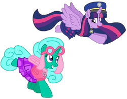 Size: 1284x1000 | Tagged: safe, artist:徐詩珮, derpibooru import, glitter drops, twilight sparkle, twilight sparkle (alicorn), alicorn, pony, series:sprglitemplight diary, series:sprglitemplight life jacket days, series:springshadowdrops diary, series:springshadowdrops life jacket days, alternate universe, base used, chase (paw patrol), clothes, female, glitterlight, lesbian, paw patrol, shipping, skye (paw patrol)