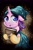 Size: 1457x2218 | Tagged: safe, artist:eris azure, derpibooru import, starlight glimmer, sunburst, pony, unicorn, alternate hairstyle, black background, book, clothes, cute, cutie mark, gameloft, gameloft interpretation, glasses, gloves, hat, simple background, solo