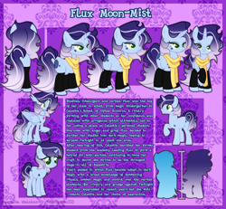 Size: 4000x3700 | Tagged: safe, artist:paradiseskeletons, derpibooru import, oc, oc:flux moon-mist, hippogriff, unicorn, clothes, dark magic, emotionless, female, filly, goth, gothic, magic, male, mare, reference sheet, scarf, stallion