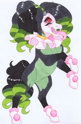 Size: 2562x3887 | Tagged: safe, artist:frozensoulpony, derpibooru import, oc, oc:vinyasa fae, pony, clothes, costume, nightmare night costume, solo, traditional art