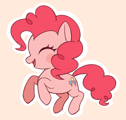 Size: 978x934 | Tagged: safe, artist:mangozone, artist:sallyzone, derpibooru import, pinkie pie, earth pony, pony, cute, diapinkes, eyes closed, female, mare, open mouth, pink background, profile, simple background, solo