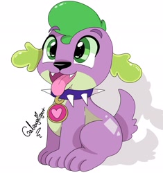 Size: 1924x2048 | Tagged: safe, artist:galaxynightt, derpibooru import, spike, dog, equestria girls, cute, male, open mouth, simple background, sitting, solo, spikabetes, spike the dog, tongue out, white background