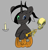 Size: 642x675 | Tagged: artist needed, source needed, safe, derpibooru import, oc, pony, unicorn, candle, crossed hooves, derpibooru, gray background, halloween, heterochromia, holiday, jack-o-lantern, meta, my little pony, pumpkin, rating, simple background, skull, solo, tags, trumpet, unicorn oc