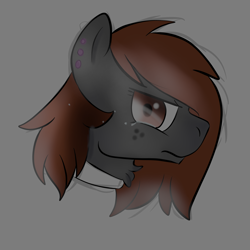 Size: 2800x2800 | Tagged: safe, artist:dicemarensfw, derpibooru import, oc, oc:dicemare, pegasus, pony, angry, bust, colored, crying, depression, doodle, ear piercing, female, freckles, frown, gauges, looking back, mare, piercing, portrait, practice, practice drawing, sad, sadness, shading, sketch