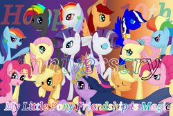 Size: 1500x1000 | Tagged: safe, artist:rainbow dash is best pony, derpibooru import, applejack, fluttershy, pinkie pie, princess twilight 2.0, rainbow dash, rarity, twilight sparkle, twilight sparkle (alicorn), oc, oc:appletime, oc:official blue, oc:rainbowrio, oc:rainbowstorm, alicorn, earth pony, original species, pegasus, pony, unicorn, water pony, the last problem, alicorn oc, applejack's hat, clothes, cowboy hat, crown, eyes closed, eyeshadow, flying, freckles, gradient background, grey hair, happy birthday mlp:fim, hat, horn, jewelry, looking at you, looking back, makeup, mane six, mlp fim's tenth anniversary, older, older applejack, older fluttershy, older mane six, older pinkie pie, older rainbow dash, older rarity, older twilight, pegasus oc, regalia, scarf, shading, spread wings, text, wings, òwó