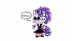 Size: 3921x2206 | Tagged: safe, artist:kylesmeallie, derpibooru import, starlight glimmer, pony, unicorn, alternate hairstyle, bipedal, clothes, dress, glimmer goth, goth, makeup, skull, smiling, solo