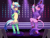 Size: 3376x2536 | Tagged: safe, artist:alus, derpibooru import, oc, oc:anna karenna, oc:molly jasmine, kirin, pony, unicorn, clothes, collar, cute, oc x oc, pole dancing, shipping, shy, socks, stripper pole