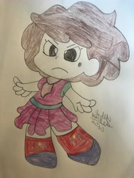 Size: 3024x4032 | Tagged: safe, artist:theanimefanz, derpibooru import, amphibia, anne boonchuy, barely pony related, chibi, cutie mark, solo, traditional art