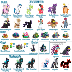 Size: 1500x1500 | Tagged: safe, derpibooru import, idw, big macintosh, granny smith, high heel, princess cadance, queen haydon, queen trottingham, scorpan, shadowmane, shining armor, smudge (character), alicorn, anthro, changeling, earth pony, gargoyle, headless horse, pegasus, pony, unicorn, the return of queen chrysalis, spoiler:comic, balkham asylum, evil cadance, female, francesco, gameloft, hamster of pygolia, headless, long face, male, mare, mayor blossom, mirror universe, simple background, spear, stallion, transparent background, weapon