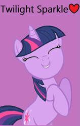 Size: 519x823 | Tagged: safe, artist:twilyisbestpone, derpibooru exclusive, derpibooru import, twilight sparkle, unicorn twilight, pony, unicorn, adorkable, cute, daaaaaaaaaaaw, dork, eyes closed, female, heart, mare, purple background, simple background, smiling, solo, twiabetes