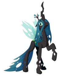 Size: 2500x2900 | Tagged: safe, artist:colorful-horses, artist:watchoutoprah, derpibooru import, queen chrysalis, changeling, changeling queen, female, raised hoof, simple background, solo, transparent background