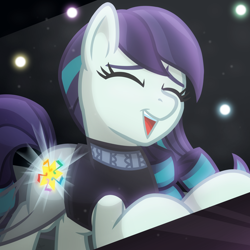 Size: 2048x2048 | Tagged: safe, artist:whitequartztheartist, derpibooru import, coloratura, earth pony, countess coloratura, cute, i am just a pony, musical instrument, piano, rara, rarabetes, singing, solo, spotlight, stage, the magic inside