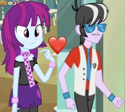 Size: 682x614 | Tagged: safe, derpibooru import, screencap, mystery mint, ringo, equestria girls, background human, heart, ringomint, shipping, shipping domino