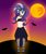 Size: 2600x3100 | Tagged: safe, artist:caoscore, derpibooru import, nightmare rarity, bat, human, clothes, costume, halloween, holiday, mare in the moon, moon, solo