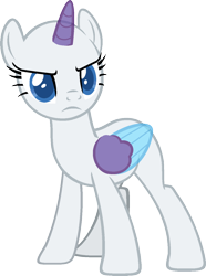 Size: 986x1322 | Tagged: safe, artist:pegasski, derpibooru import, oc, oc only, alicorn, pony, best gift ever, alicorn oc, bald, base, eyelashes, frown, horn, simple background, solo, transparent background, two toned wings, wings