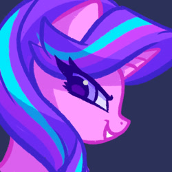 Size: 800x800 | Tagged: safe, artist:lollipony, starlight glimmer, pony, unicorn, bust, colored pupils, female, grin, lidded eyes, looking down, mare, portrait, profile, simple background, smiling, solo