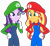 Size: 6800x6200 | Tagged: safe, derpibooru import, starlight glimmer, sunset shimmer, equestria girls, clothes, cosplay, costume, halloween, holiday, luigi, mario, simple background, transparent background