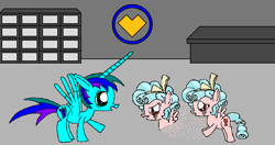 Size: 1211x641 | Tagged: safe, artist:ultimate-equestria, derpibooru import, cozy glow, oc, pegasus, pony, clone