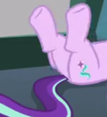 Size: 213x232 | Tagged: safe, derpibooru import, screencap, starlight glimmer, pony, unicorn, rock solid friendship, butt, cropped, female, glimmer glutes, legs in air, mare, plot, solo