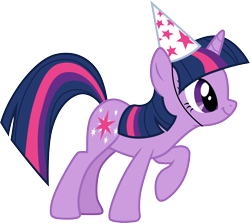 Size: 3368x3000 | Tagged: safe, artist:cloudyglow, derpibooru import, twilight sparkle, unicorn twilight, unicorn, party of one, hat, party hat, simple background, solo, transparent background, vector