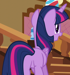 Size: 566x609 | Tagged: safe, derpibooru import, screencap, twilight sparkle, twilight sparkle (alicorn), alicorn, the one where pinkie pie knows, butt, cropped, plot, solo, twibutt