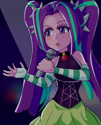 Size: 1300x1600 | Tagged: safe, artist:n00bultima, derpibooru import, aria blaze, better together, equestria girls, female, microphone, sleeveless, solo
