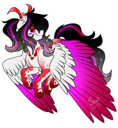 Size: 1536x1660 | Tagged: safe, artist:silentwolf-oficial, derpibooru import, oc, oc only, pegasus, pony, ethereal mane, makeup, pegasus oc, simple background, smiling, solo, starry mane, transparent background, two toned wings, wings