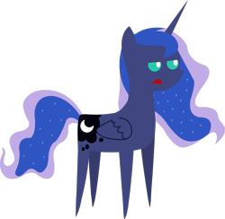 Size: 1871x1827 | Tagged: safe, artist:sketchmcreations, derpibooru import, edit, editor:slayerbvc, princess luna, alicorn, pony, accessory-less edit, cropped, female, mare, missing accessory, open mouth, pointy ponies, simple background, solo, transparent background, vector