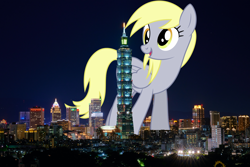 Size: 3300x2200 | Tagged: safe, artist:dashiesparkle edit, artist:timo volz, derpibooru import, edit, editor:jaredking203, derpy hooves, pegasus, pony, building, city, derpyzilla, female, giant derpy hooves, giant pegasus, giant pony, giantess, highrise ponies, irl, macro, mare, mega giant, photo, ponies in real life, skyline, taipei, taiwan, vector, vector edit