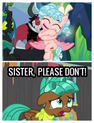 Size: 2522x3326 | Tagged: safe, derpibooru import, edit, edited screencap, screencap, cozy glow, lord tirek, queen chrysalis, spur, alicorn, centaur, changeling, changeling queen, pegasus, pony, growing up is hard to do, the ending of the end, alicornified, bell, cozycorn, female, filly, grogar's bell, male, race swap, siblings, teenager, ultimate chrysalis