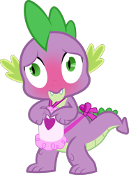 Size: 4606x6225 | Tagged: safe, artist:frownfactory, derpibooru import, spike, dragon, dragon quest, apron, blushing, clothes, male, simple background, solo, transparent background, vector