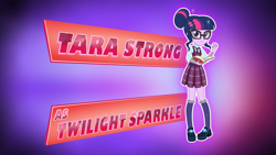 Size: 1920x1080 | Tagged: safe, derpibooru import, screencap, sci-twi, twilight sparkle, equestria girls, friendship games, clothes, credits, female, opening credits, socks, solo, tara strong