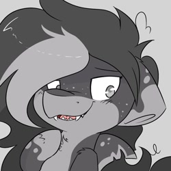 Size: 1280x1280 | Tagged: safe, artist:northwindsmlp, derpibooru import, oc, oc:chocolate milk, original species, pony, shark, shark pony, bust, monochrome, neo noir, partial color, portrait, solo, species swap