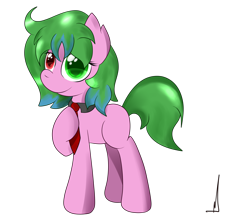 Size: 2300x2000 | Tagged: safe, artist:almaustral, derpibooru import, oc, oc only, earth pony, pony, earth pony oc, heterochromia, hooves to the chest, necktie, signature, simple background, solo, transparent background