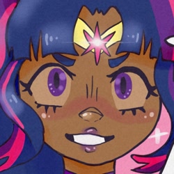 Size: 1080x1080 | Tagged: safe, alternate version, artist:toni.doodlez, derpibooru import, twilight sparkle, human, bust, clothes, crossover, dark skin, female, humanized, lipstick, ponied up, sailor moon, solo