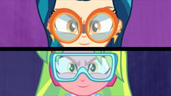 Size: 1920x1080 | Tagged: safe, derpibooru import, screencap, indigo zap, lemon zest, acadeca, equestria girls, friendship games, duo, duo female, female, goggles, safety glasses, safety goggles