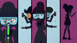 Size: 1920x1080 | Tagged: safe, derpibooru import, screencap, indigo zap, lemon zest, sci-twi, sour sweet, sugarcoat, twilight sparkle, equestria girls, friendship games, beaker, bunsen burner, clothes, flask, lab coat, safety glasses, safety goggles, science