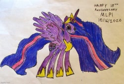 Size: 737x500 | Tagged: safe, derpibooru import, princess twilight 2.0, twilight sparkle, twilight sparkle (alicorn), alicorn, pony, the last problem, drawing, happy birthday mlp:fim, my little pony's tenth anniversary, solo